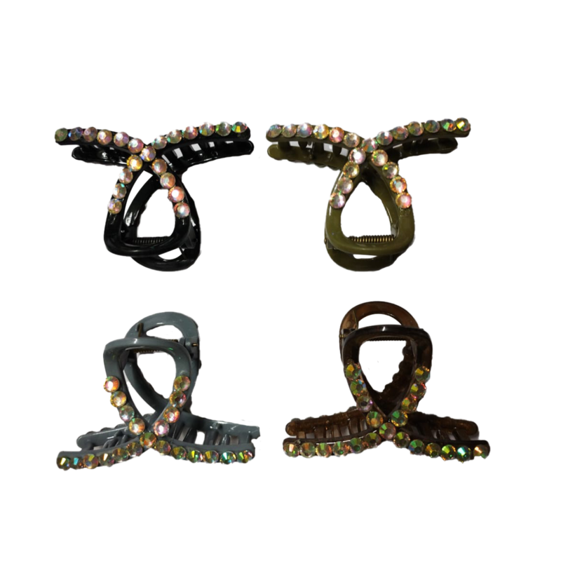 Rhinestone Embellished Hair Claw Clips Set for Women