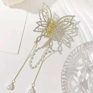 Diamond tassel Decor Rhinestone Butterfly Design Hair Claw Pack of 1