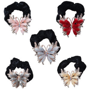 Rhinestone Crystal Butterfly Hair Ties for Women & Girls