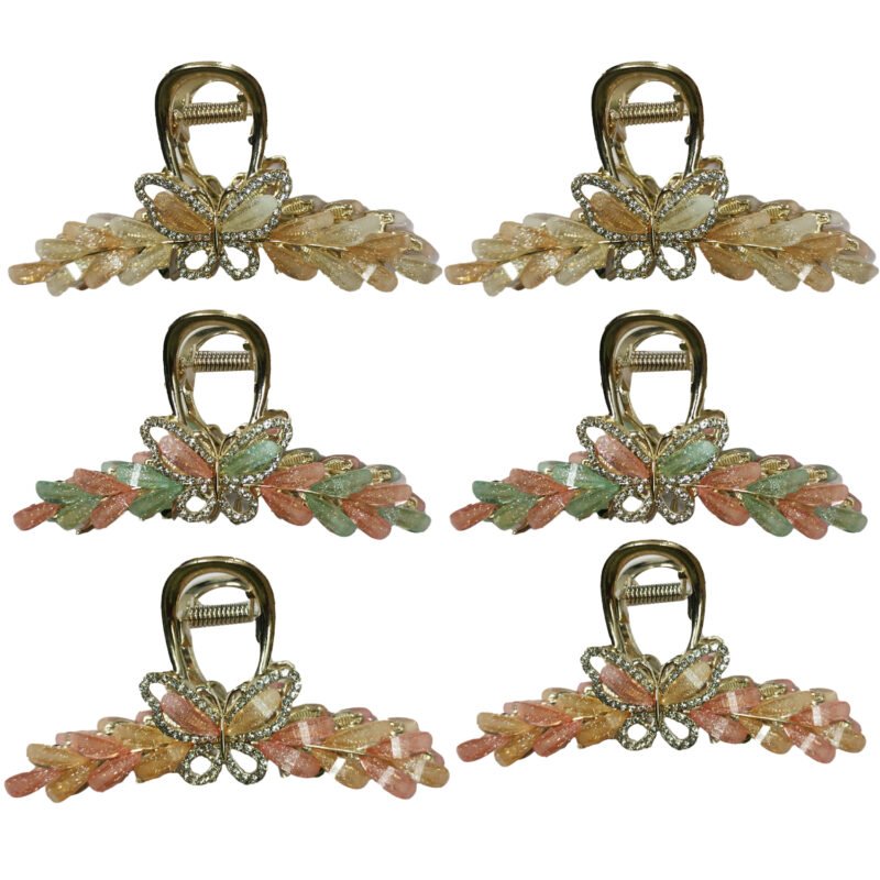 Butterfly Crystal Hair Claw Clips Set for Women & Girls