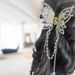 Alternative view of Diamond tassel Decor Rhinestone Butterfly Design Hair Claw Pack of 1