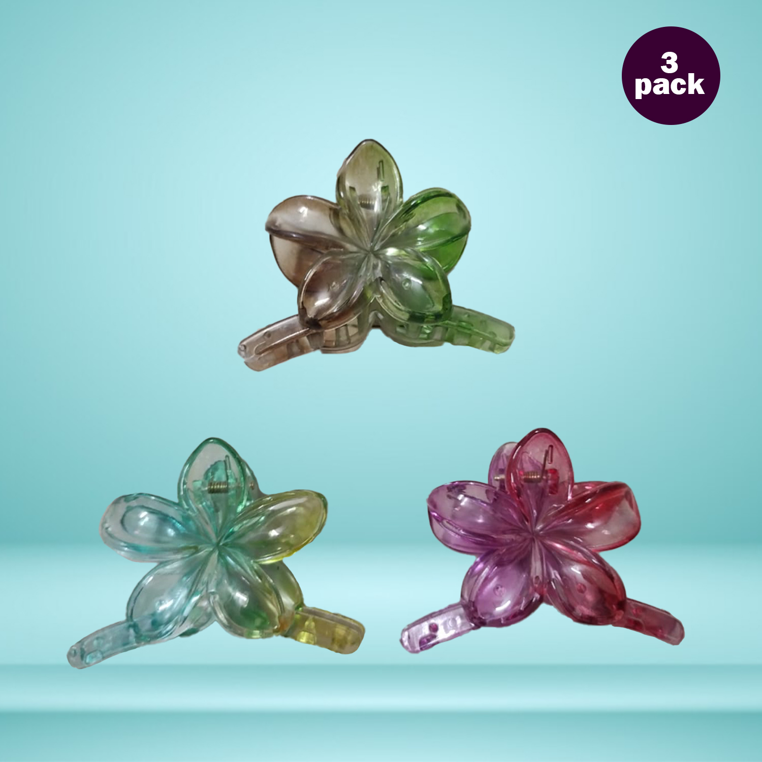 Transparent Floral Hair Claw Clip for Women - Image 2