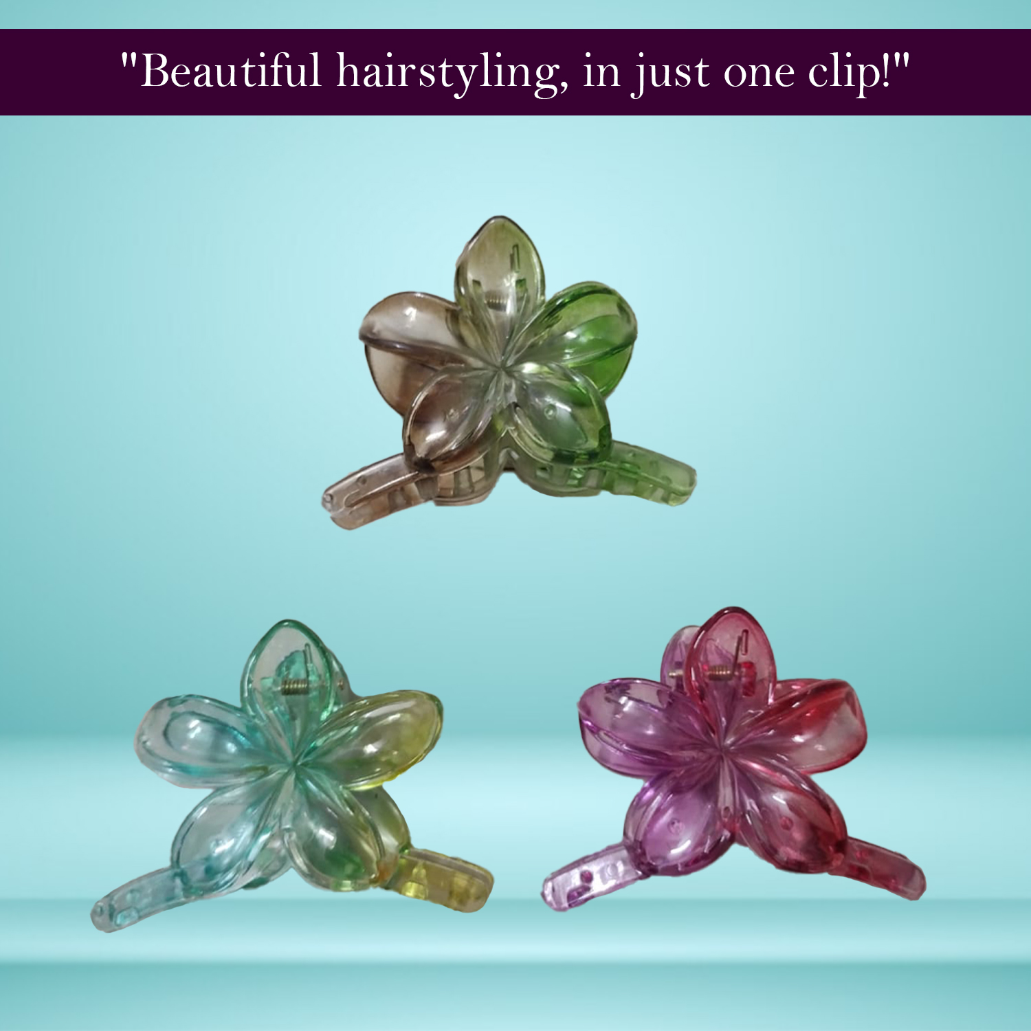 Transparent Floral Hair Claw Clip for Women - Image 3