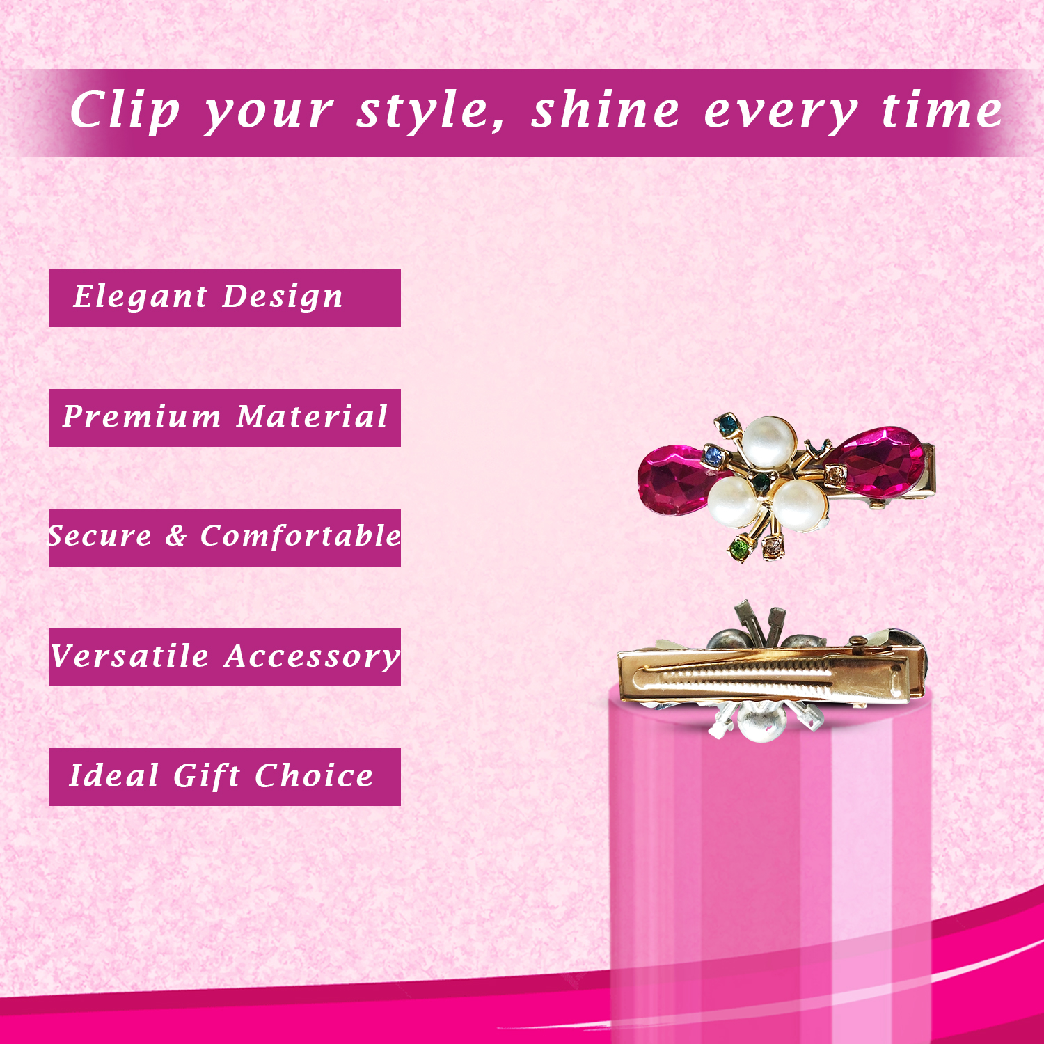 Pearl & Crystal Designer Hair Clip for Women & Girl - Image 3