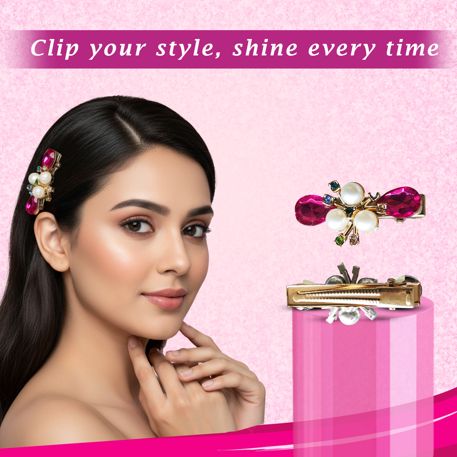 Pearl & Crystal Designer Hair Clip for Women & Girl - Image 4