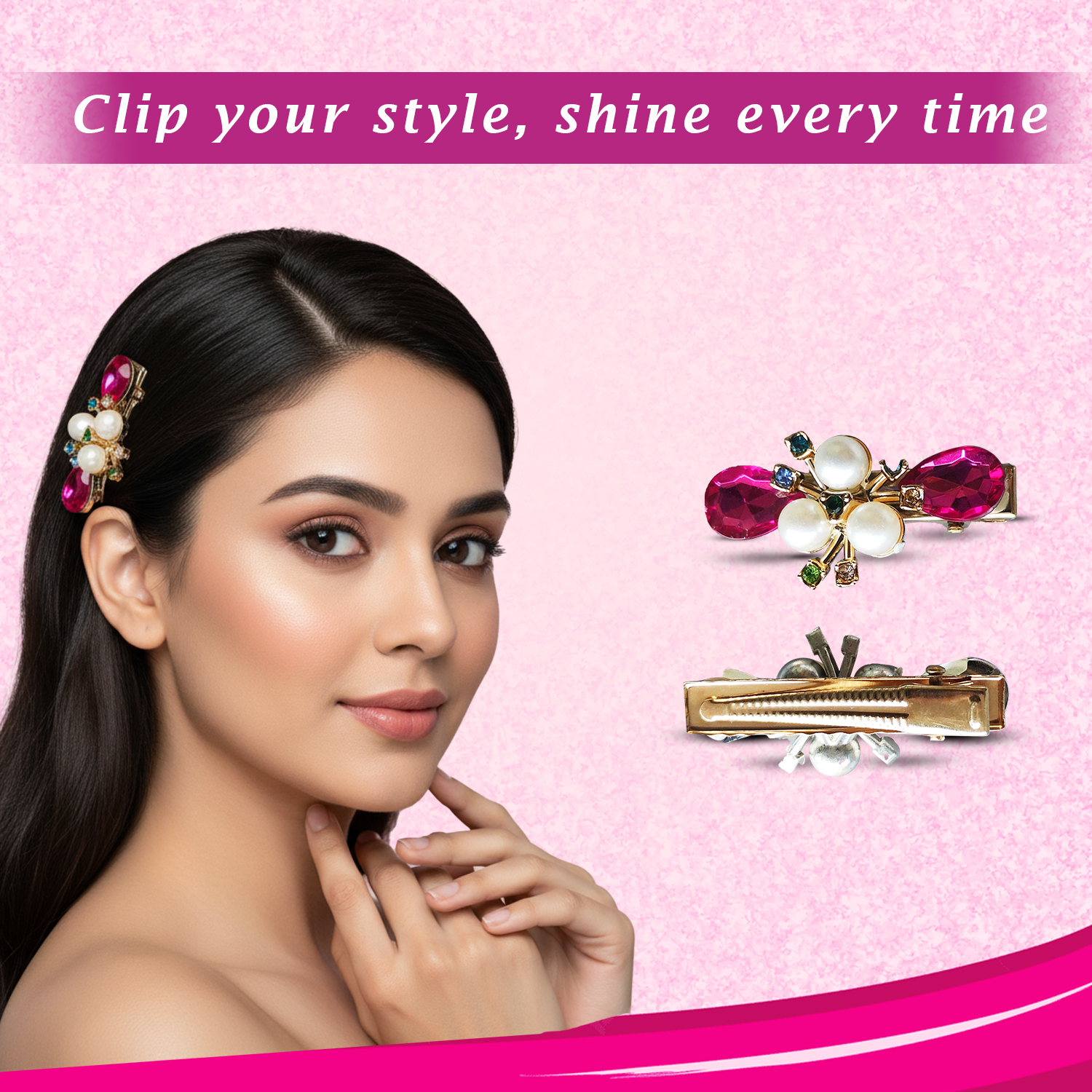 Pearl & Crystal Designer Hair Clip for Women & Girl - Image 5