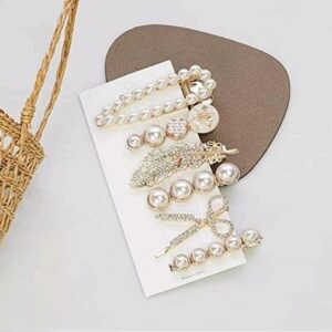 Alternative view of Korean Style Pearl & Rhinestone Hair Clips Set for Women & Girls (Pack of 5)