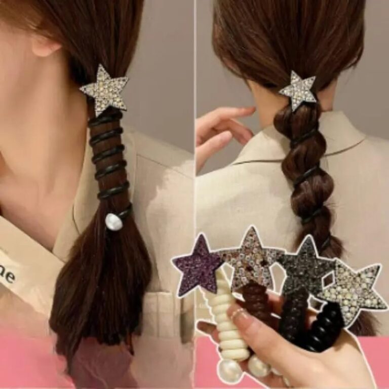 Hair rubber band 4pc Set Star Hair Ties – Durable, High Elasticity - Image 3