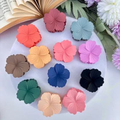 Multicolor Flower Hair Claw Clips Set for Women & Girls Pack of 3pc Assorted Color