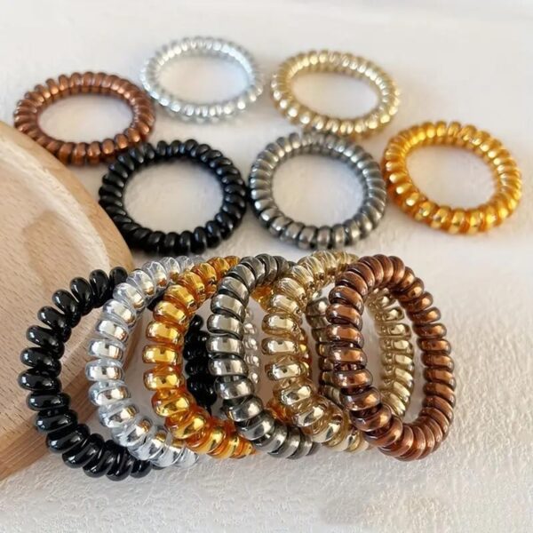  6pc Spiral Hair Ties For Women Multi-Colored Metallic