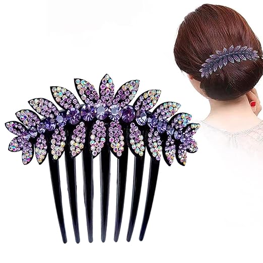 Crystal Barrettes Bridal Charm Hair Accessories(Purple)
