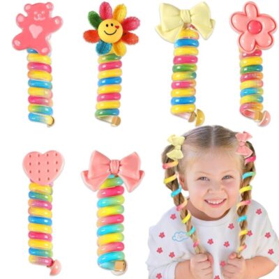 4 Pcs spring Telephone Wire Hair Band for Kids