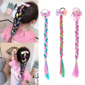 Girls Braids Ponytails Hair Extensions, Rubber Band Ponytails Hair Bows