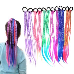 Rubber Bands Hair Extensions for Girls Women, 17 Inch Colorful