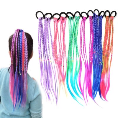 Rubber Bands Hair Extensions for Girls Women, 17 Inch Colorful