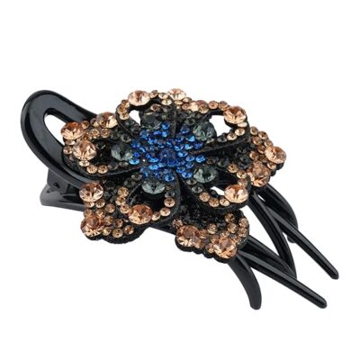  Flower Bling Shiny Ponytail Holder Catch Barrette