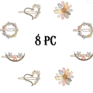 Korean Style Flower & Heart Pearl Rhinestone Hair Clips