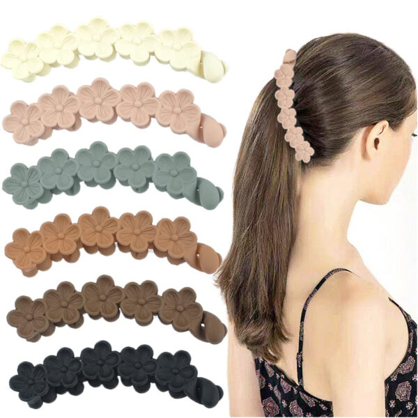  6 Pack Banana Clips Hair Banana Flower Hair Clips for Women