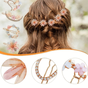 Alternative view of Korean Style Flower & Heart Pearl Rhinestone Hair Clips