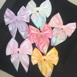 6 Pcs Korean Style Shiny Satin Hair Bow Barrettes
