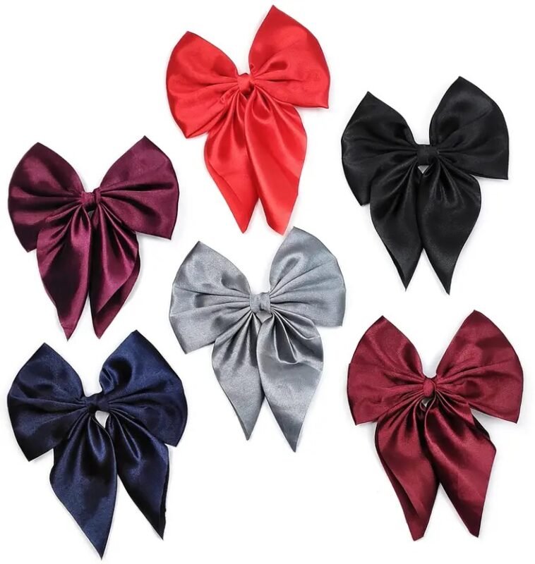 Large Satin Silk Bow Hair Clips for Women (Multicolor)