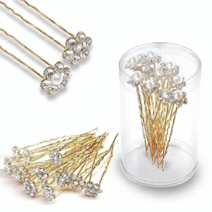 Sparkling Gold Pearl & Crystal Bridal Hair Pins - Wedding & Party Accessories for Women
